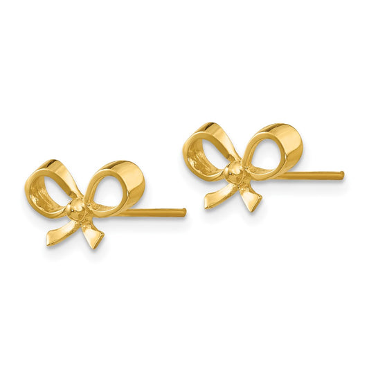 14K Yellow Gold Bow Post Earrings