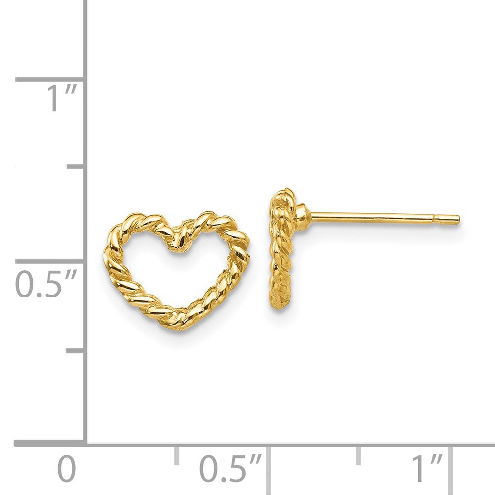 14K Yellow Gold Heart Post Earrings