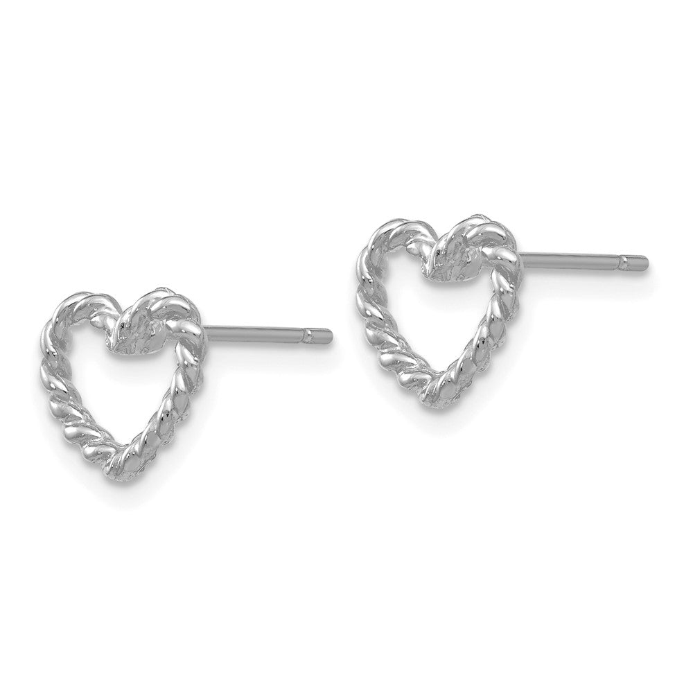 14K White Gold Heart Post Earrings