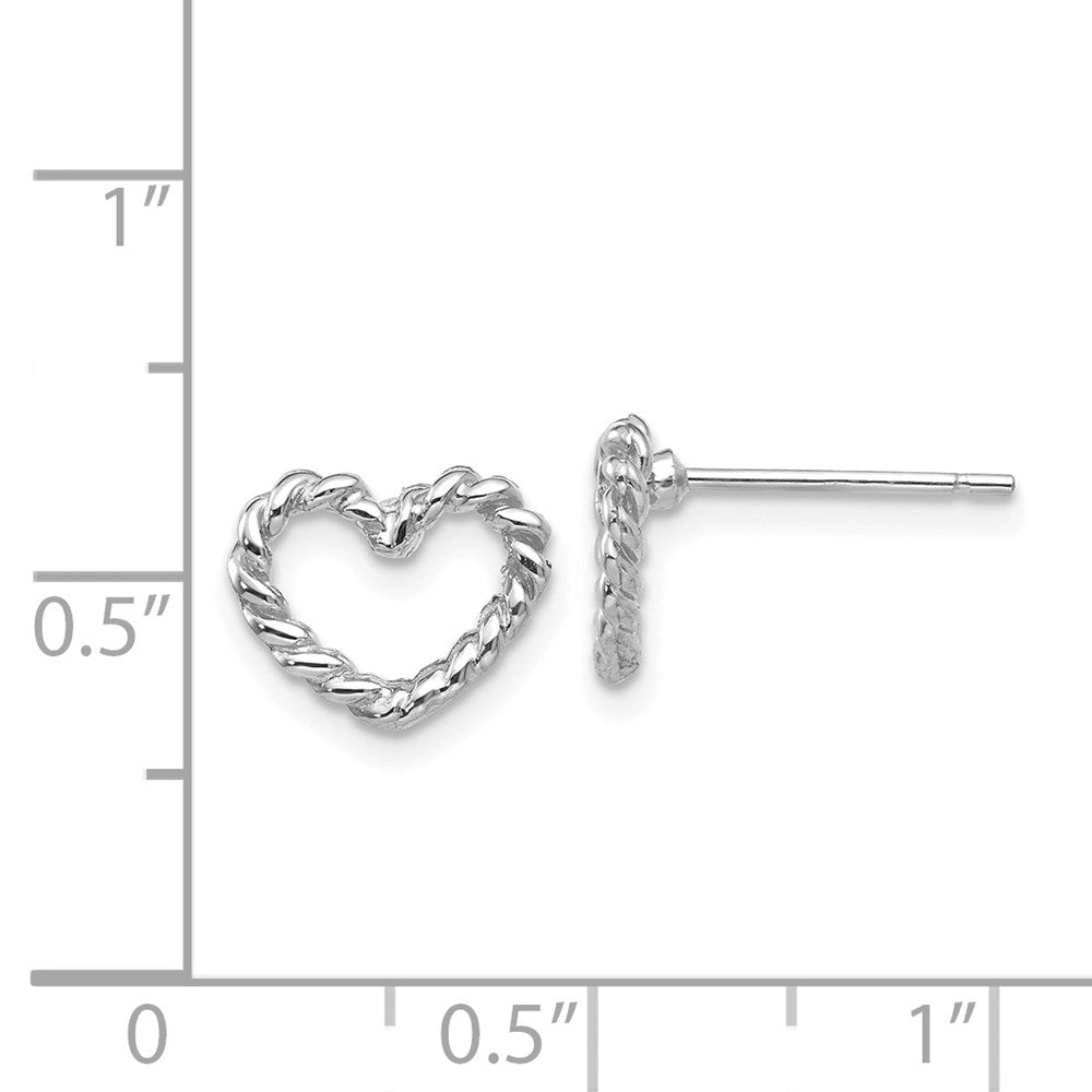 14K White Gold Heart Post Earrings