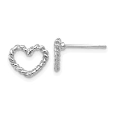 14K White Gold Heart Post Earrings