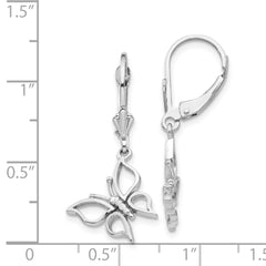 14K White Gold Polished Butterfly Leverback Earrings