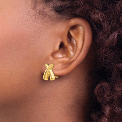 14K Yellow Gold Polished X Omega Back Post Earrings
