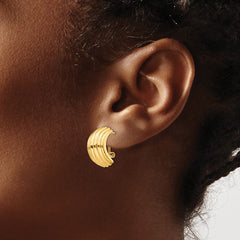 14K Yellow Gold Polished Fancy Omega Back Post Earrings
