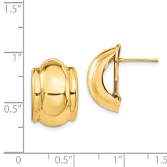 14K Yellow Gold Polished Fancy Omega Back Post Earrings