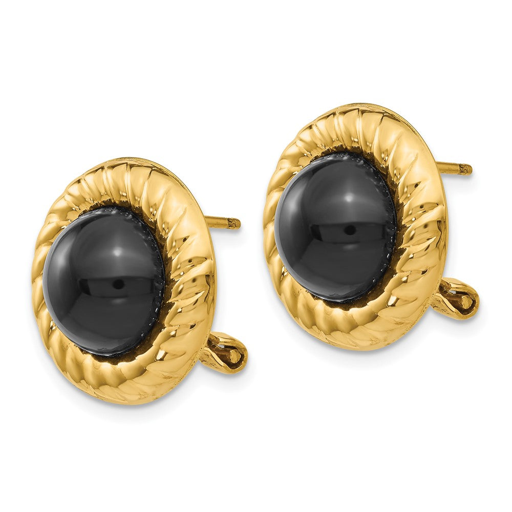 14K Yellow Gold Onyx Fancy Earrings