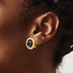 14K Yellow Gold Onyx Fancy Earrings