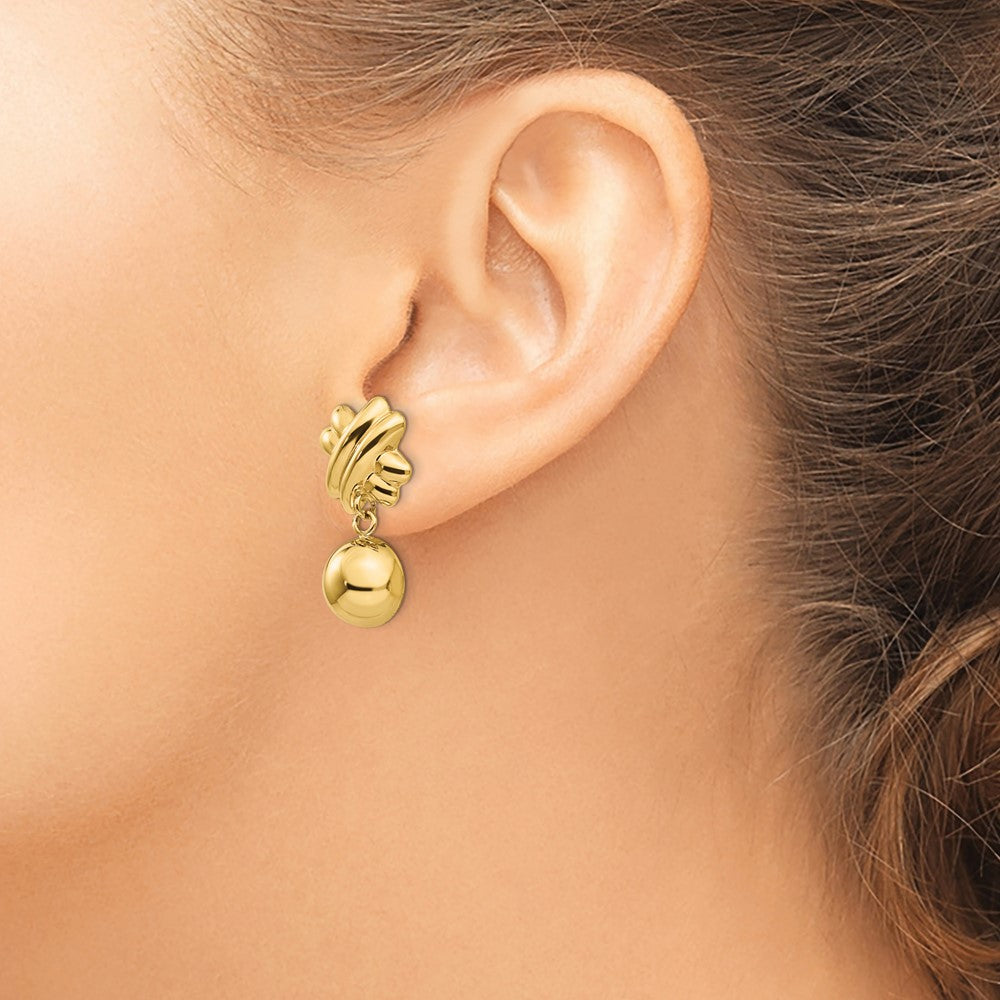 14K Yellow Gold Non-pierced Fancy Ball Earrings