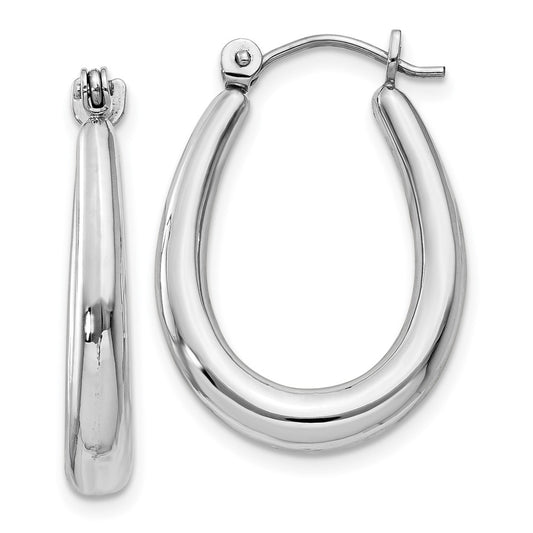 14K White Gold Polished Hoop Earrings