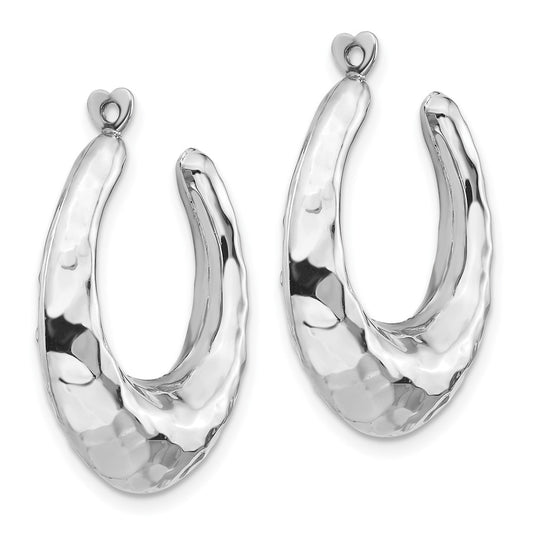 14K White Gold Hammered Hoop Earrings Jackets