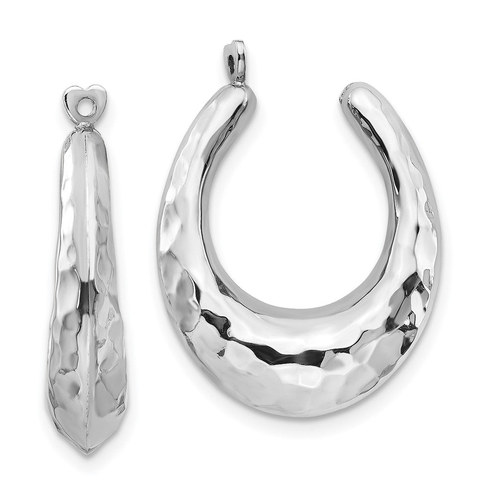 14K White Gold Hammered Hoop Earrings Jackets