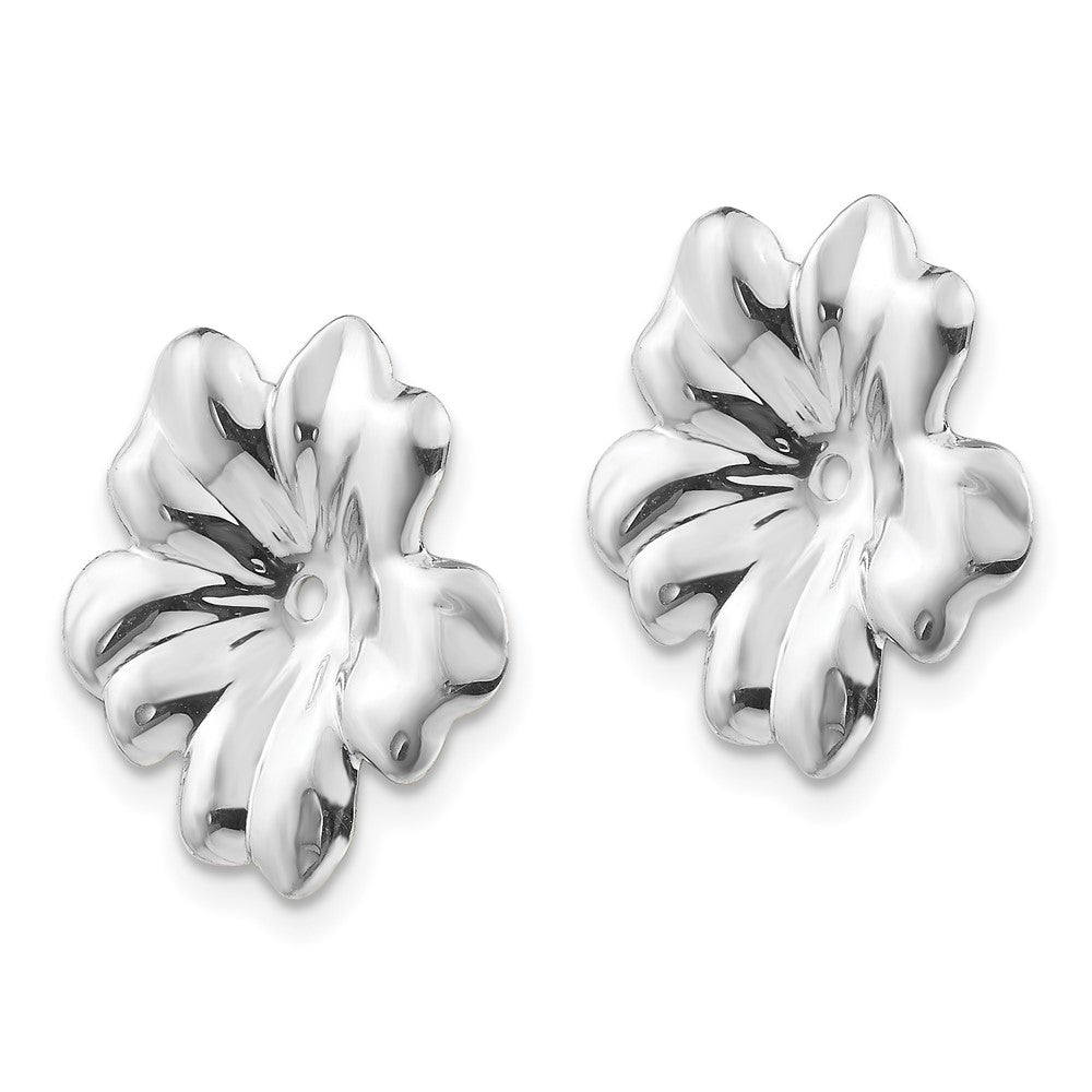 14K White Gold Floral Earrings Jackets