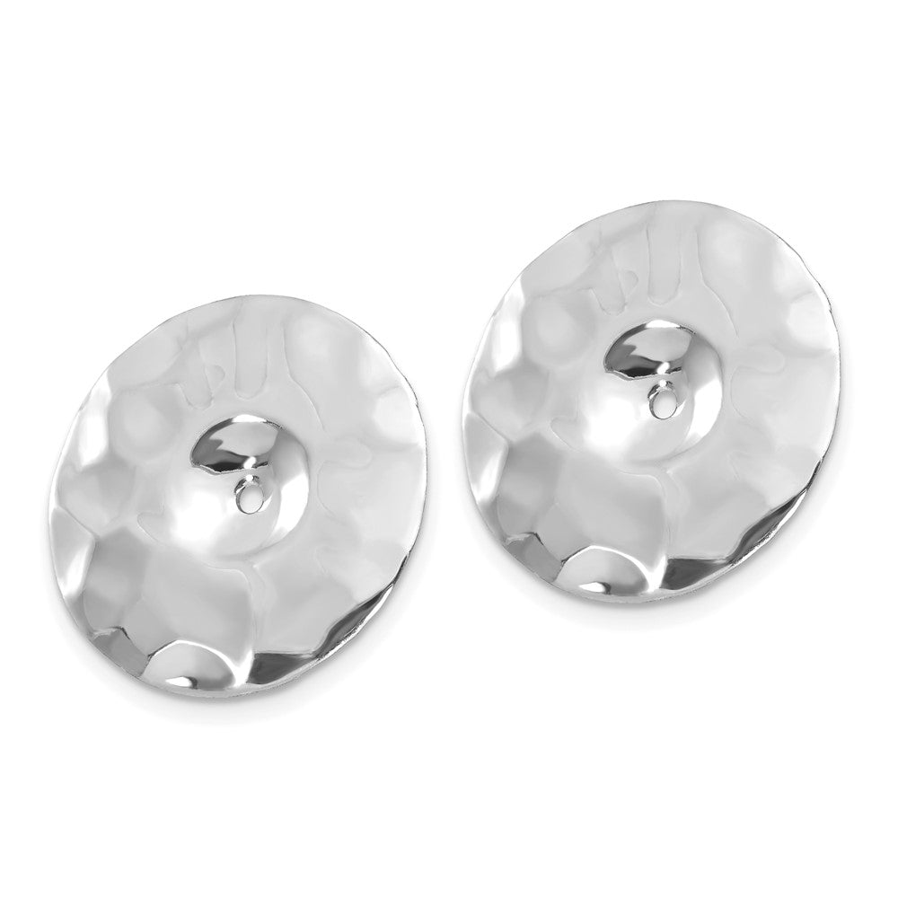 14K White Gold Polished Hammered Disc Earrings Jackets