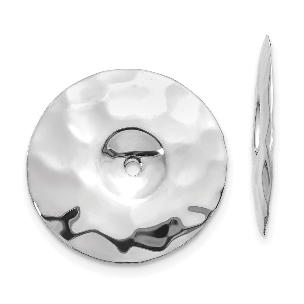 14K White Gold Polished Hammered Disc Earrings Jackets