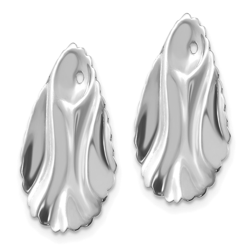 14K White Gold Polished Hammered Oval Earrings Jackets