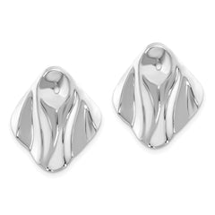 14K White Gold Polished Hammered Square Earrings Jackets