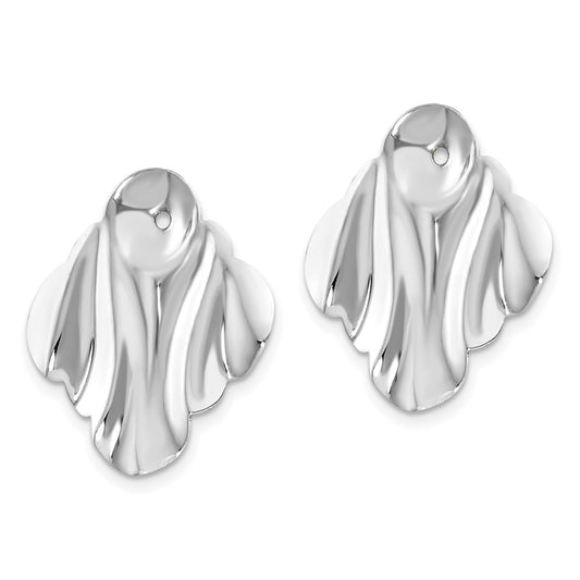 14K White Gold Polished Hammered Fancy Earrings Jackets