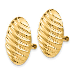 14K Yellow Gold Polished Button Non-pierced Omega Back Earrings