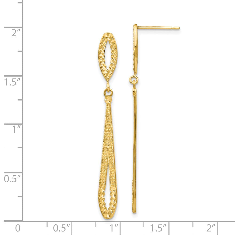 14K Yellow Gold Diamond-cut Dangle Post Earrings