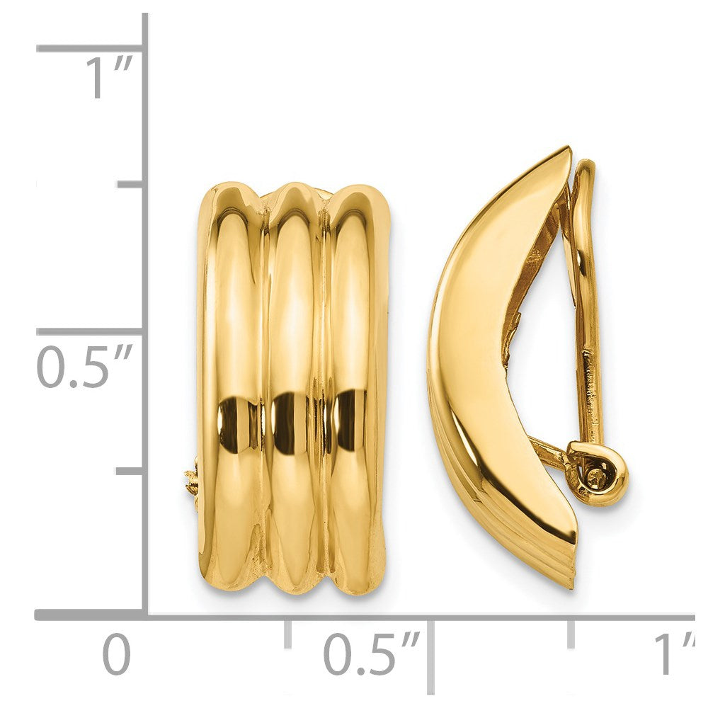14K Yellow Gold Omega Clip Non-pierced Earrings
