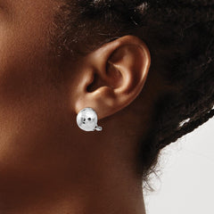 14K White Gold 12mm Hammered Non-pierced Earrings