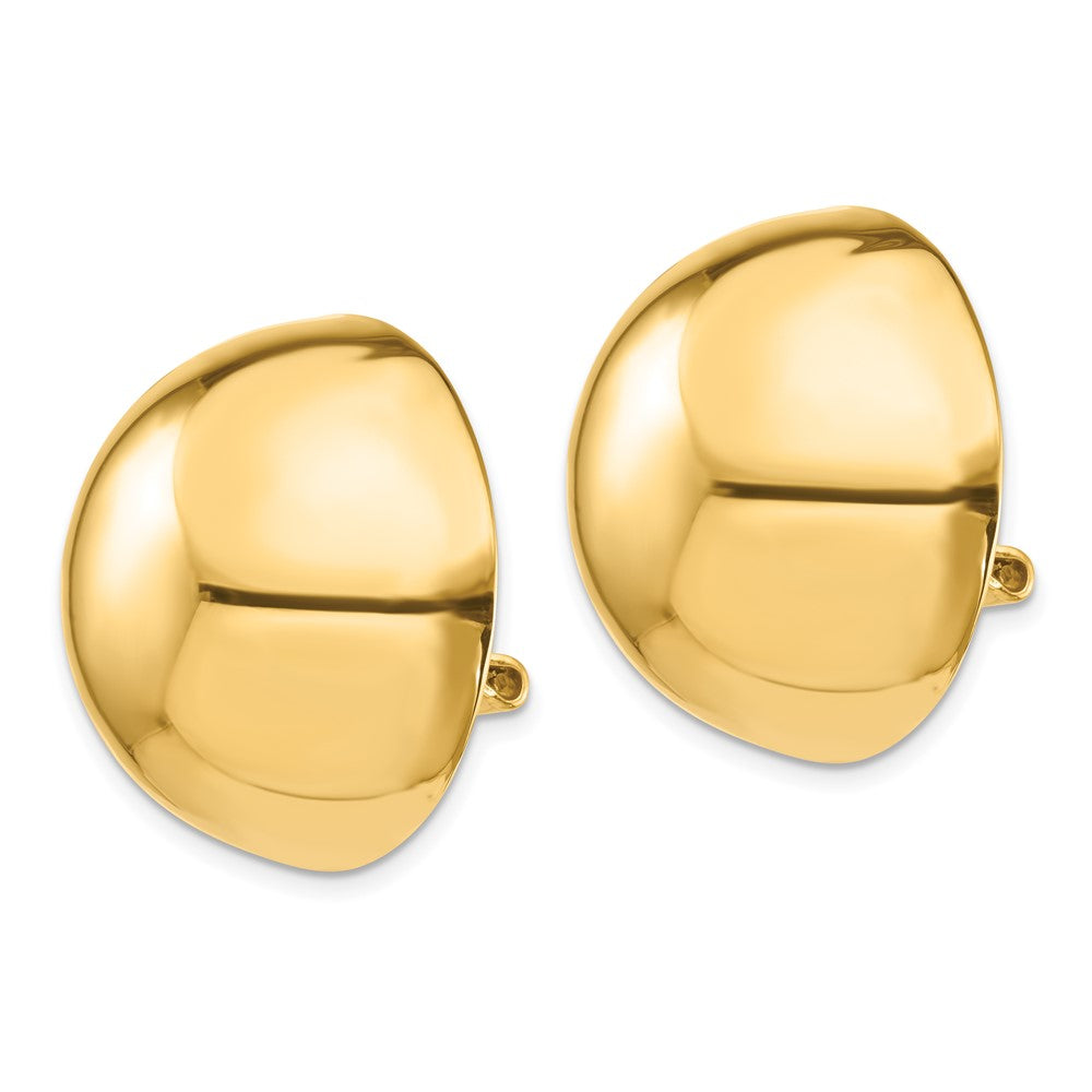 14K Yellow Gold Omega Clip 24mm Half Ball Non-pierced Earrings