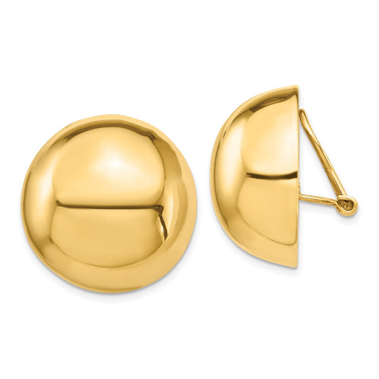 14K Yellow Gold Omega Clip 24mm Half Ball Non-pierced Earrings