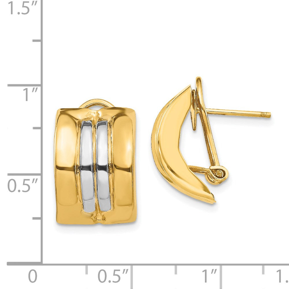 14K Two-Tone Gold Omega Post Earrings