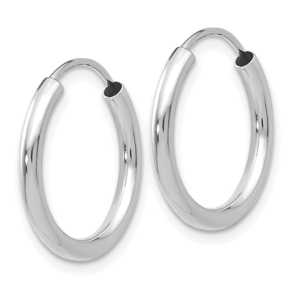 14K White Gold Polished Endless 2mm Hoop Earrings