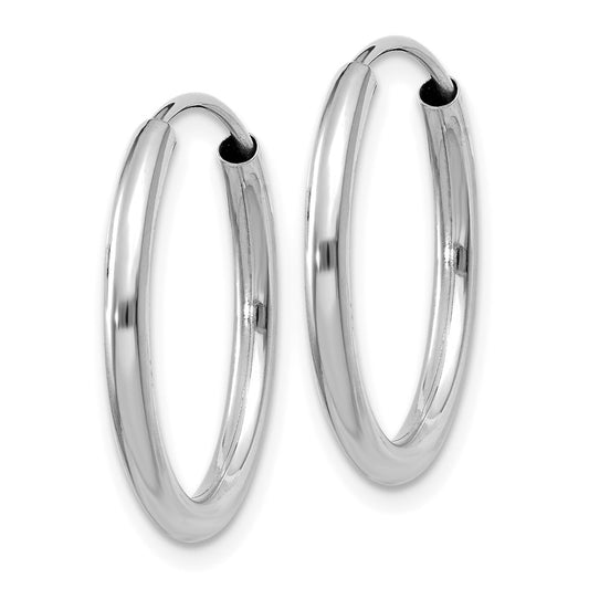 14K White Gold Polished Endless 2mm Hoop Earrings