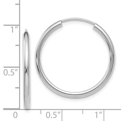 14K White Gold Polished Endless 2mm Hoop Earrings