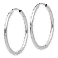 14K White Gold Polished Endless 2mm Hoop Earrings