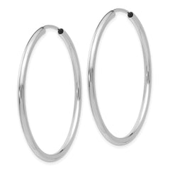 14K White Gold Polished Endless 2mm Hoop Earrings