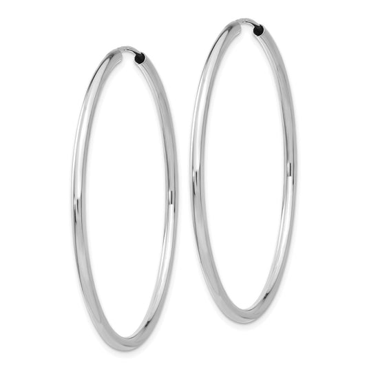 14K White Gold Polished Endless 2mm Hoop Earrings