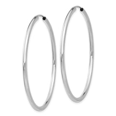 14K White Gold Polished Endless 2mm Hoop Earrings