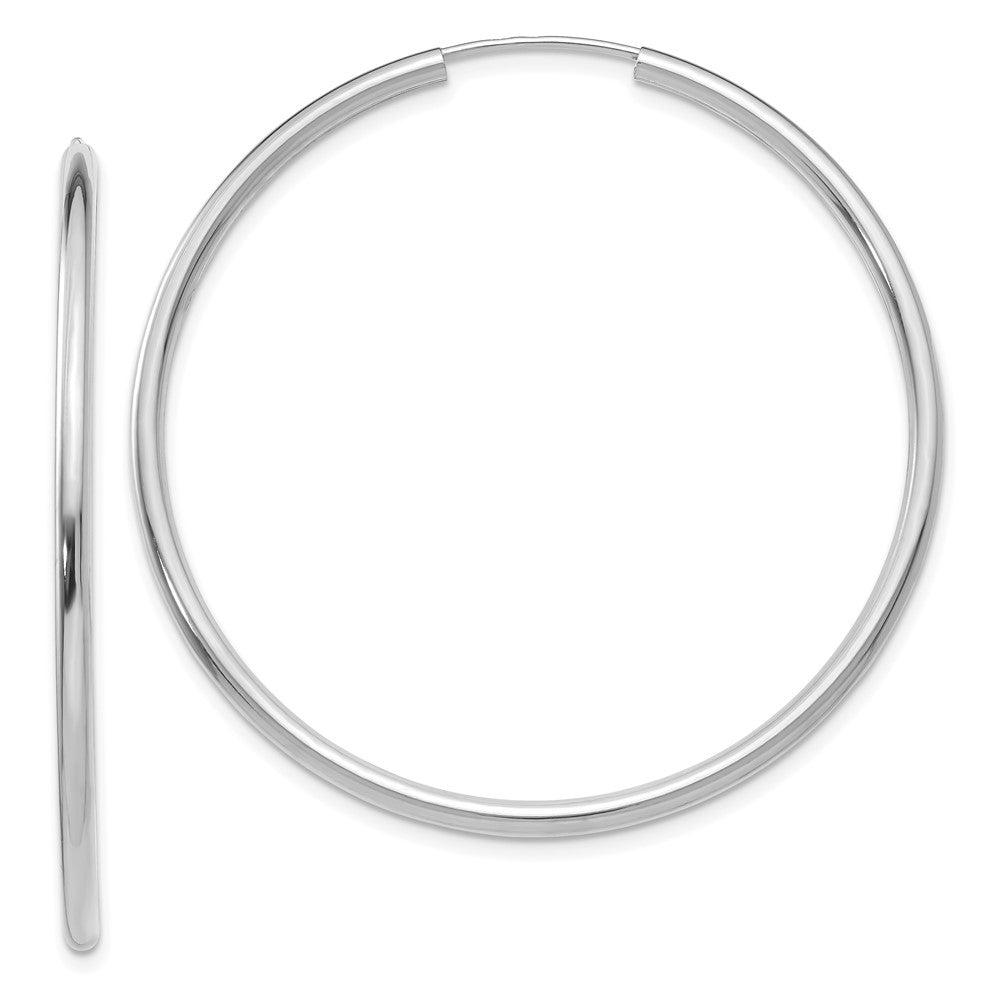 14K White Gold Polished Endless 2mm Hoop Earrings