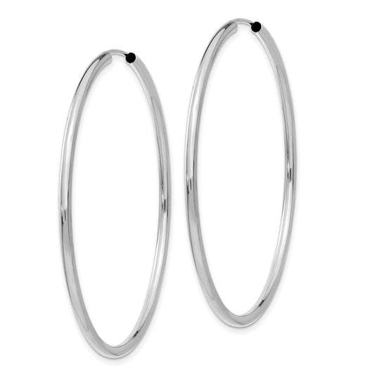 14K White Gold Polished Endless 2mm Hoop Earrings