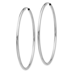 14K White Gold Polished Endless 2mm Hoop Earrings