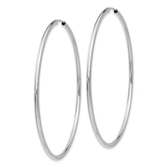 14K White Gold Polished Endless 2mm Hoop Earrings