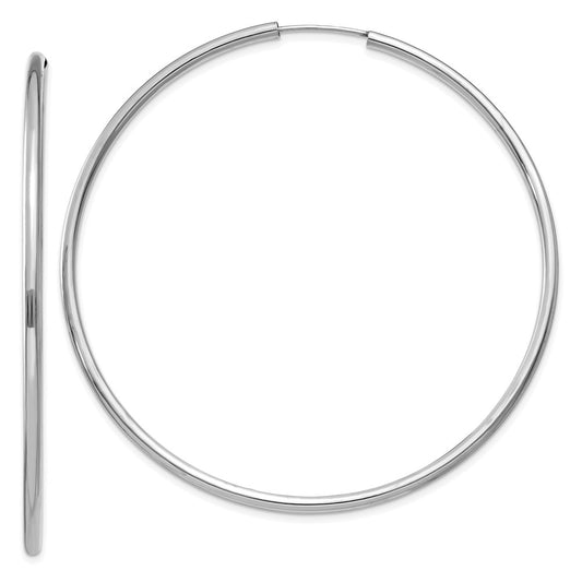 14K White Gold Polished Endless 2mm Hoop Earrings