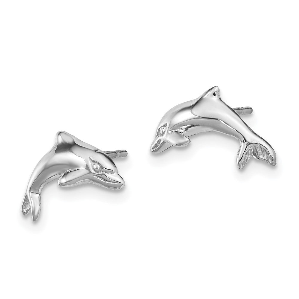 14K White Gold Dolphin Earrings