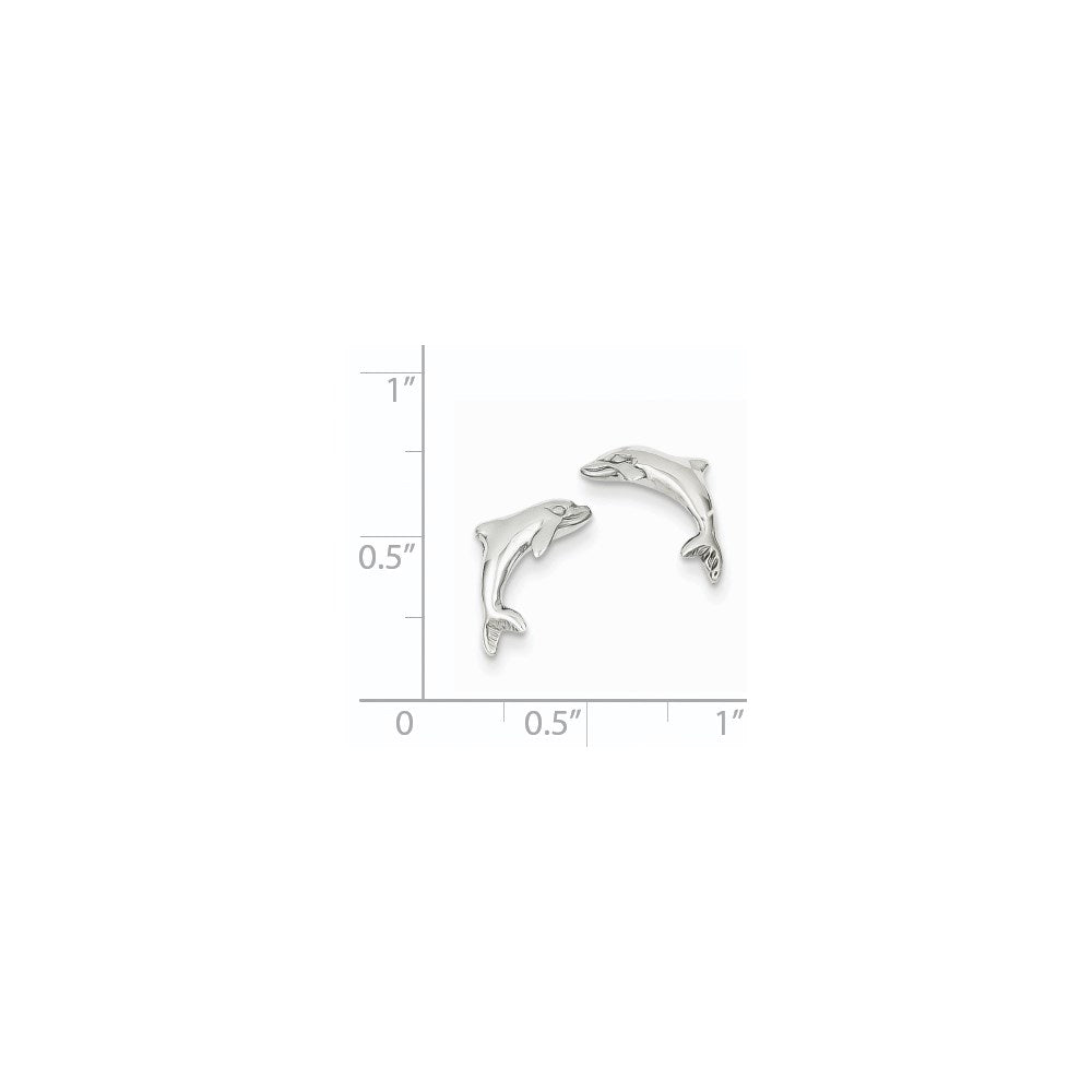 14K White Gold Dolphin Earrings