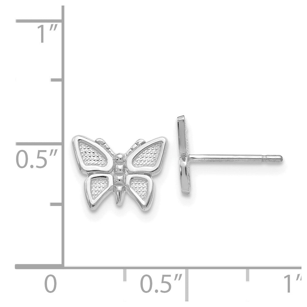 14K White Gold Butterfly Post Earrings