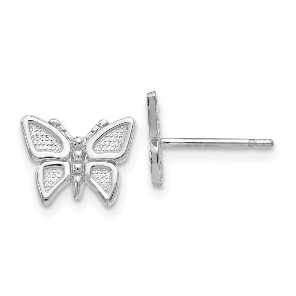 14K White Gold Butterfly Post Earrings