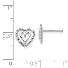 14K White Gold Heart Post Earrings