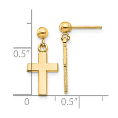 14K Yellow Gold Polished Cross Earrings