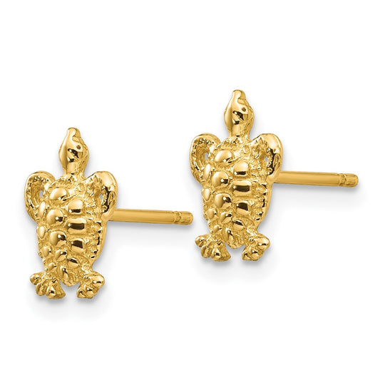 14K Yellow Gold Mini Turtle Post Earrings