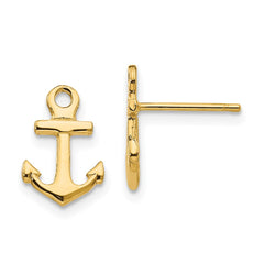 14K Yellow Gold Anchor Post Earrings