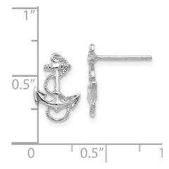 14K White Gold Anchor with Rope Trim Post Earrings