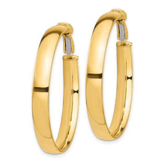 14K Yellow Gold High Polished 5mm Omega Back Hoop Earrings